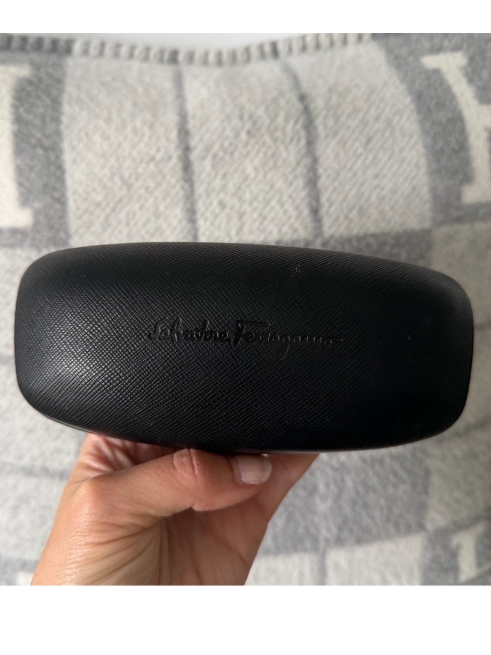 Salvatore Ferragamo Black Textured Eyewear Case w/ Cloth
